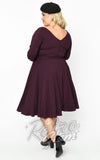 Unique Vintage 1950's Devon Swing Dress With Bow in Eggplant back Unique Vintage 1950's Devon Swing Dress With Bow in Eggplant back