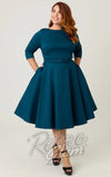 Unique Vintage 1950's Devon Swing Dress in Dark Teal Blue curvy gals Unique Vintage 1950's Devon Swing Dress in Dark Teal Blue curvy gals