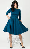 Unique Vintage 1950's Devon Swing Dress in Dark Teal Blue swing Unique Vintage 1950's Devon Swing Dress in Dark Teal Blue swing