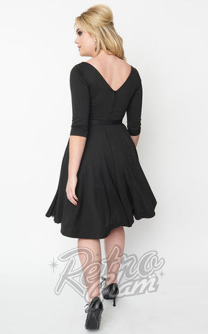 Unique Vintage 1950's Devon Spiderweb Mesh Swing Dress in Black back Unique Vintage 1950's Devon Spiderweb Mesh Swing Dress in Black back