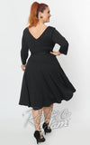 Unique Vintage 1950's Devon Spiderweb Mesh Swing Dress in Black back curvy Unique Vintage 1950's Devon Spiderweb Mesh Swing Dress in Black back curvy