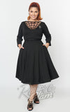Unique Vintage 1950's Devon Spiderweb Mesh Swing Dress in Black curvy Unique Vintage 1950's Devon Spiderweb Mesh Swing Dress in Black curvy