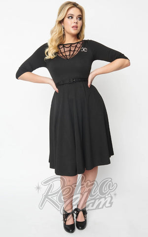Unique Vintage 1950's Devon Spiderweb Mesh Swing Dress in Black Unique Vintage 1950's Devon Spiderweb Mesh Swing Dress in Black