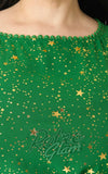Unique Vintage Green & Gold Star Swing Dress curvy detail Unique Vintage Green & Gold Star Swing Dress curvy detail