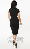 Unique Vintage Holly Wiggle Dress in Black back Unique Vintage Holly Wiggle Dress in Black back