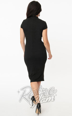 Unique Vintage Holly Wiggle Dress in Black back Unique Vintage Holly Wiggle Dress in Black back