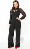 Unique Vintage Polka Dot Long Sleeve Jumpsuit in Black Unique Vintage Polka Dot Long Sleeve Jumpsuit in Black