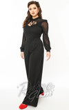 Unique Vintage Polka Dot Long Sleeve Jumpsuit in Black gothic Unique Vintage Polka Dot Long Sleeve Jumpsuit in Black gothic
