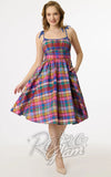 Unique Vintage Multicolour Plaid 50's Sundress Unique Vintage Multicolour Plaid 50's Sundress