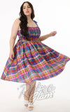 Unique Vintage Multicolour Plaid 50's Sundress plus size Unique Vintage Multicolour Plaid 50's Sundress plus size