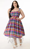 Unique Vintage Multicolour Plaid 50's Sundress curvy Unique Vintage Multicolour Plaid 50's Sundress curvy