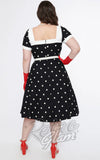 Unique Vintage Black & White Polka Dot Swing Dress curvy back Unique Vintage Black & White Polka Dot Swing Dress curvy back