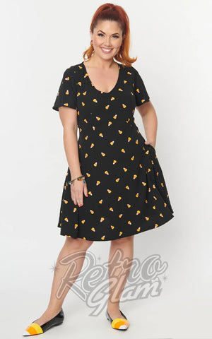 Unique Vintage Poppy Candy Corn Flutter Sleeve Dress Unique Vintage Poppy Candy Corn Flutter Sleeve Dress