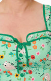Unique Vintage Green Possum Print Dress detail Unique Vintage Green Possum Print Dress detail