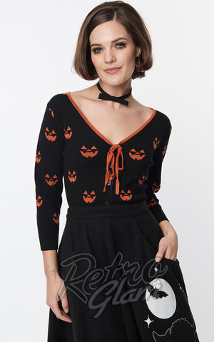 Unique Vintage Pumpkin Crop Cardigan Unique Vintage Pumpkin Crop Cardigan