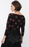 Unique Vintage Pumpkin Crop Cardigan back Unique Vintage Pumpkin Crop Cardigan back