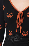 Unique Vintage Pumpkin Crop Cardigan detail Unique Vintage Pumpkin Crop Cardigan detail