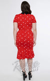 Unique Vintage Red & White Polka Dot Necktie Wiggle Dress curvy back Unique Vintage Red & White Polka Dot Necktie Wiggle Dress curvy back