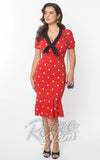 Unique Vintage Red & White Polka Dot Necktie Wiggle Dress Unique Vintage Red & White Polka Dot Necktie Wiggle Dress