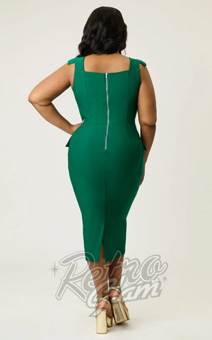 Unique Vintage Emerald Sheath Pencil Dress curvy back Unique Vintage Emerald Sheath Pencil Dress curvy back