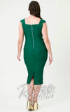 Unique Vintage Emerald Sheath Pencil Dress back Unique Vintage Emerald Sheath Pencil Dress back