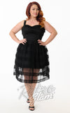 Unique Vintage Black Tiered Sheer Cocktail Dress curvy Unique Vintage Black Tiered Sheer Cocktail Dress curvy