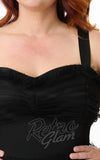 Unique Vintage Black Tiered Sheer Cocktail Dress curvy bodice Unique Vintage Black Tiered Sheer Cocktail Dress curvy bodice