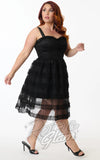Unique Vintage Black Tiered Sheer Cocktail Dress plus size Unique Vintage Black Tiered Sheer Cocktail Dress plus size