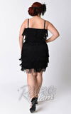Unique Vintage Speakeasy Flapper Dress in Black curvy back Unique Vintage Speakeasy Flapper Dress in Black curvy back