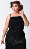 Unique Vintage Speakeasy Flapper Dress in Black curvy detail Unique Vintage Speakeasy Flapper Dress in Black curvy detail