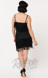 Unique Vintage Speakeasy Flapper Dress in Black back Unique Vintage Speakeasy Flapper Dress in Black back