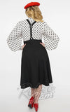 Unique Vintage 1950s Black Suspender Swing Skirt back Unique Vintage 1950s Black Suspender Swing Skirt back