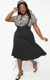 Unique Vintage 1950s Black Suspender Swing Skirt plus size pinup Unique Vintage 1950s Black Suspender Swing Skirt plus size pinup