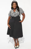 Unique Vintage 1950s Black Suspender Swing Skirt curvy Unique Vintage 1950s Black Suspender Swing Skirt curvy