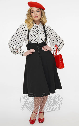 Unique Vintage 1950s Black Suspender Swing Skirt Unique Vintage 1950s Black Suspender Swing Skirt