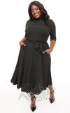 Unique Vintage 1950s Black Turtleneck Midi Dress plus sized Unique Vintage 1950s Black Turtleneck Midi Dress plus sized