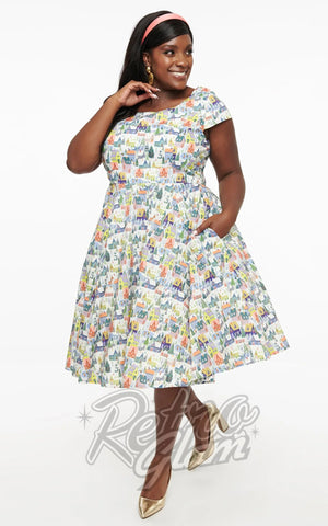 Magnolia Place Anna Dress in Winter House Print plus sized Magnolia Place Anna Dress in Winter House Print plus sized