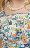 Magnolia Place Anna Dress in Winter House Print fabric Magnolia Place Anna Dress in Winter House Print fabric