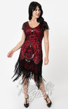 Unique Vintage Black Rose & Red Noele Flapper Dress - 1XL left only Unique Vintage Black Rose & Red Noele Flapper Dress - 1XL left only
