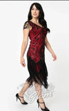Unique Vintage Black Rose & Red Noele Flapper Dress - 1XL left only Unique Vintage Black Rose & Red Noele Flapper Dress - 1XL left only