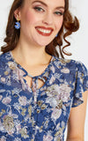 Voodoo Blue Lace floral Dress 50s detail Voodoo Blue Lace floral Dress 50s detail