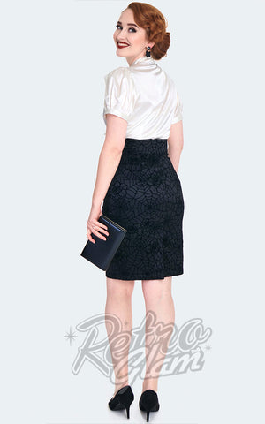 Voodoo Vixen Floral Spiderweb Pencil Skirt back Voodoo Vixen Floral Spiderweb Pencil Skirt back