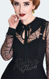 Voodoo Vixen Bat Collar & Web Lace Dress detail Voodoo Vixen Bat Collar & Web Lace Dress detail