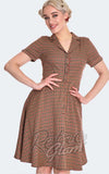 Voodoo Vixen Brown Check Flare Dress 40s Voodoo Vixen Brown Check Flare Dress 40s