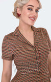 Voodoo Vixen Brown Check Flare Dress detail Voodoo Vixen Brown Check Flare Dress detail