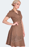 Voodoo Vixen Brown Check Flare Dress detail Voodoo Vixen Brown Check Flare Dress detail