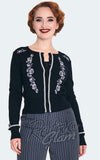 Voodoo Vixen B&W Floral Embroidered Cardigan Voodoo Vixen B&W Floral Embroidered Cardigan