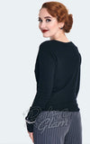 Voodoo Vixen B&W Floral Embroidered Cardigan back Voodoo Vixen B&W Floral Embroidered Cardigan back