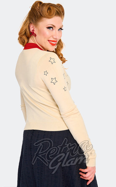 Cardigan Vintage Voodoo Vixen Ispirato Anni '40 Con Ricamo Bosco - Colore Senape