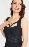 Voodoo Vixen Crossed Strap Pencil Dress in Black detail Voodoo Vixen Crossed Strap Pencil Dress in Black detail